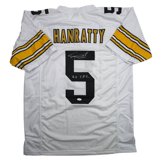 Autographed/Signed Terry Hanratty Pittsburgh White Football Jersey JSA COA