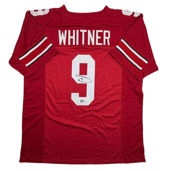 Autographed/Signed Donte Whitner Ohio State Red College Football Jersey Beckett BAS COA