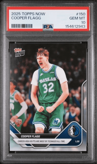 Graded 2025 Topps Now Cooper Flagg #150 Rookie RC Basketball Card PSA 10 Gem Mint