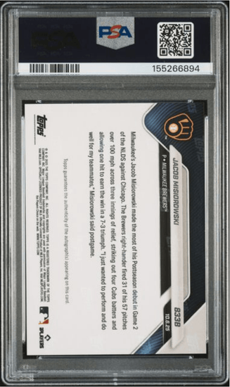 Graded 2025 Topps Now Jacob Misiorowski #833B Auto Red Foil /5 Rookie RC Baseball Card Authentic Auto PSA 10