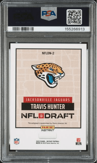 Graded 2025 Panini Instant Travis Hunter #NFLDN2 NFL Draft Night Auto Rookie RC Football Card Authentic Auto PSA 10 Gem Mint