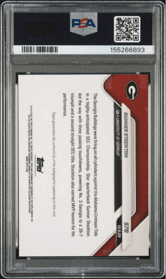 Graded 2025 Topps Bowman U Now Gunner Stockton #57B Autograph Red Foil /5 Rookie RC Football Card Authentic Auto PSA 10 Gem Mint
