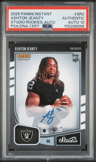 Graded 2025 Panini Instant Ashton Jeanty #SR2 Studio Rookies Auto /99 Rookie RC Football Card Authentic Auto PSA 10 Gem Mint