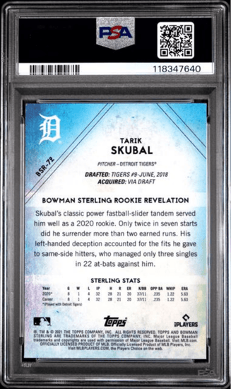 Graded 2021 Topps Bowman Sterling Tarik Skubal #BSR72 Rookie RC Baseball Card PSA 10 Gem Mint
