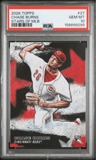 Graded 2026 Topps Chase Burns #27 Stars of MLB Rookie RC Baseball Card PSA 10 Gem Mint