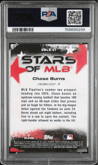 Graded 2026 Topps Chase Burns #27 Stars of MLB Rookie RC Baseball Card PSA 10 Gem Mint