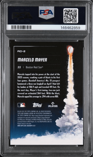 Graded 2025 Topps Bowman Chrome Marcelo Mayer #AD2 Adios Mini Diamond /150 Rookie RC Baseball Card PSA 10 Gem Mint