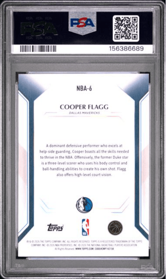 Graded 2026 Topps Collector Kit Cooper Flagg #NBA6 Rookie RC Basketball Card PSA 10 Gem Mint