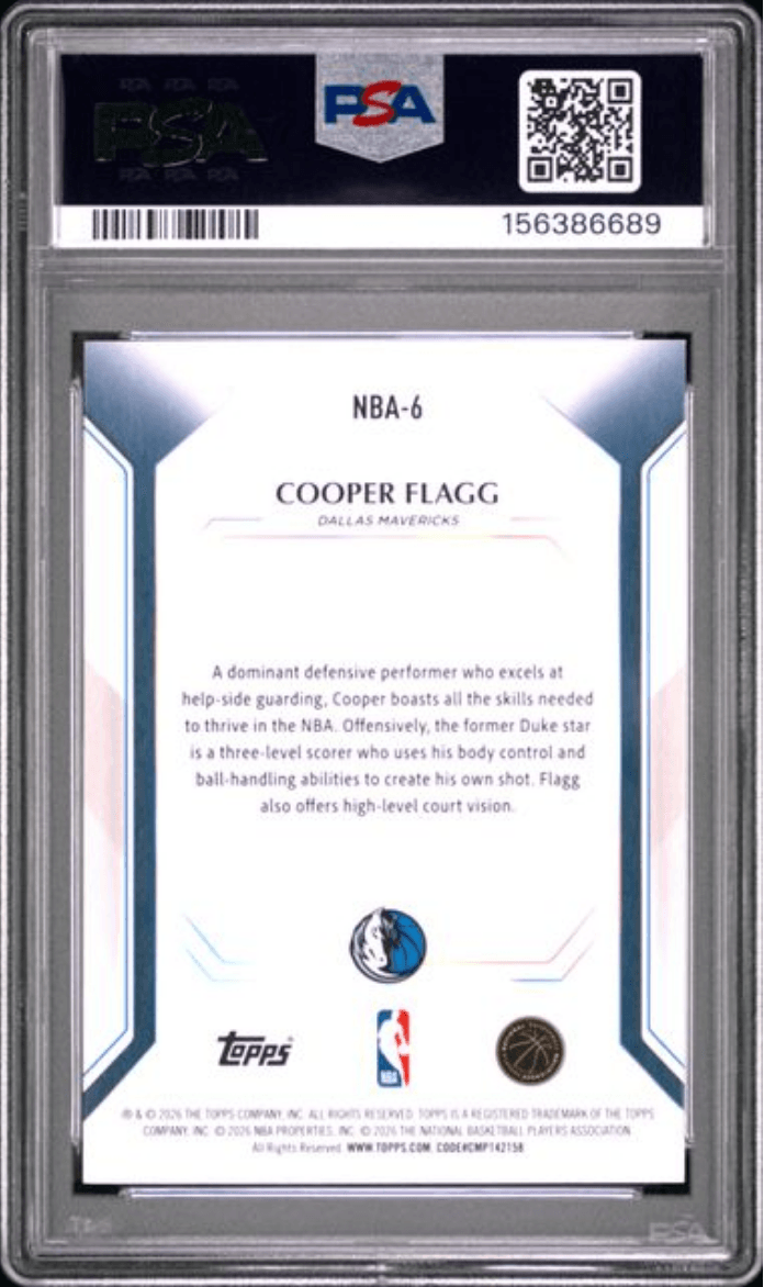 Graded 2026 Topps Collector Kit Cooper Flagg #NBA6 Rookie RC Basketball Card PSA 10 Gem Mint