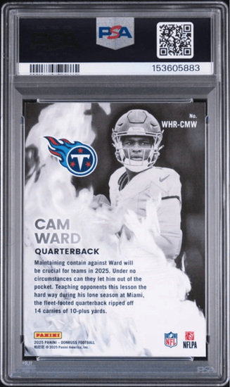Graded 2025 Panini Donruss Optic Cam Ward #WHRCMW White Hot Rookies Rookie RC Football Card PSA 10 Gem Mint