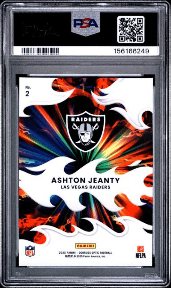 Graded 2025 Panini Donruss Optic Ashton Jeanty #2 Light It Up Rookie RC Football Card PSA 10 Gem Mint