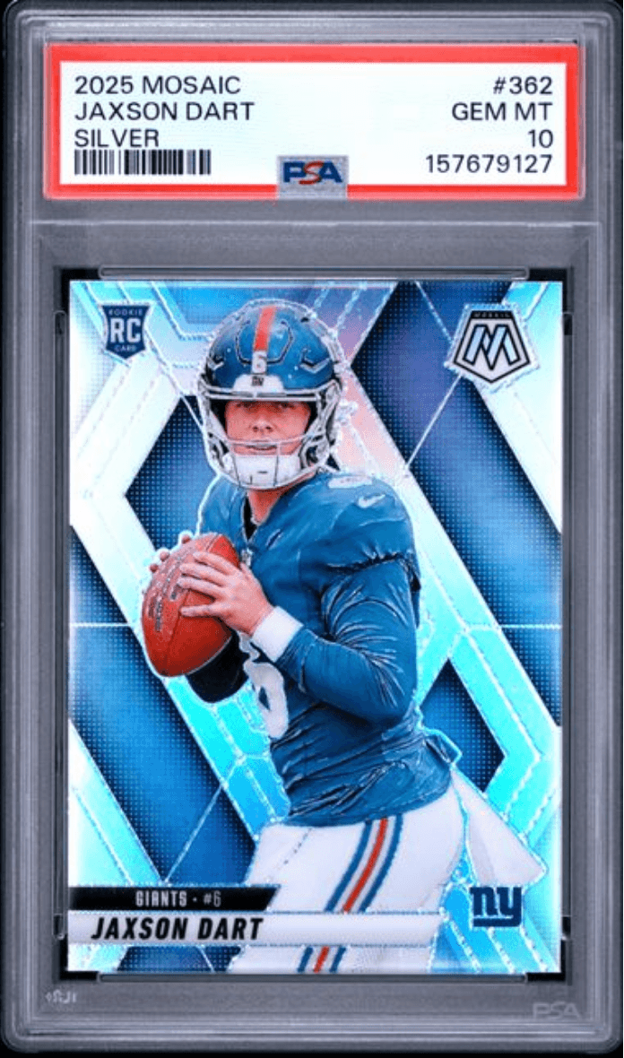 Graded 2025 Panini Mosaic Jaxson Dart #362 Silver Rookie RC Football Card PSA 10 Gem Mint