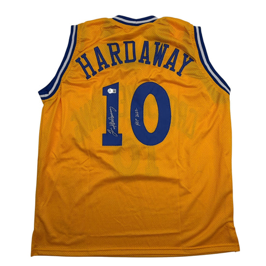 Autographed/Signed Tim Hardaway Golden State Yellow Basketball Jersey Beckett BAS COA
