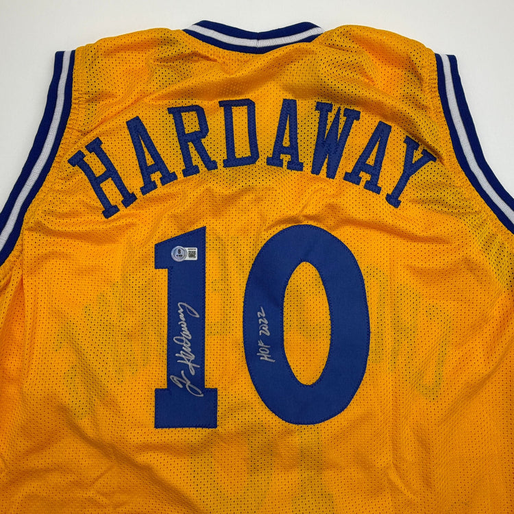 Autographed/Signed Tim Hardaway Golden State Yellow Basketball Jersey Beckett BAS COA