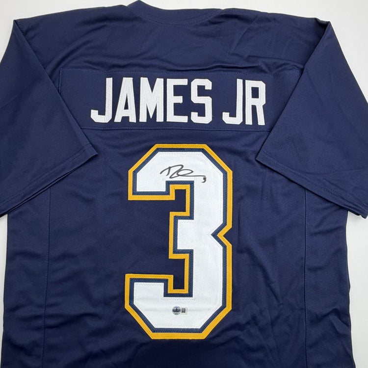 Autographed/Signed Derwin James Los Angeles San Diego Navy Blue Football Jersey Beckett BAS COA
