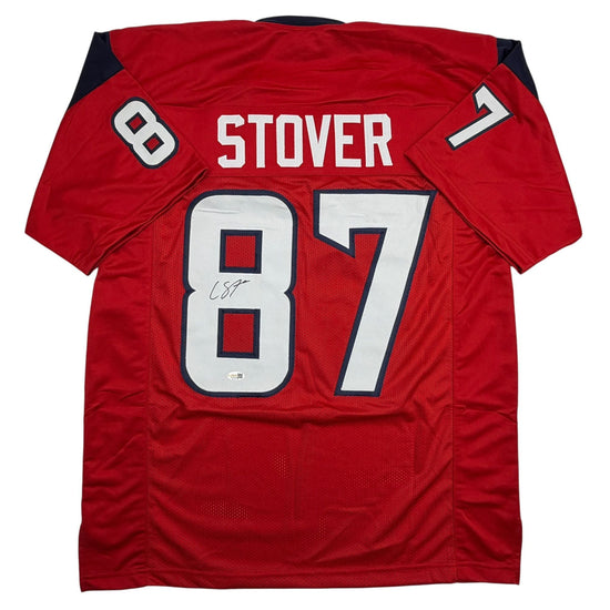 Autographed/Signed Cade Stover Houston Red Football Jersey JSA COA