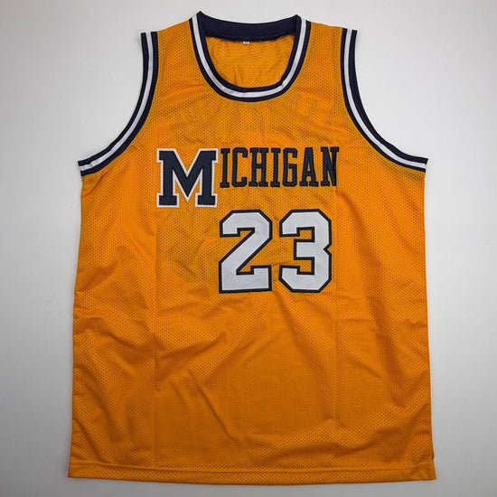 Autographed/Signed Yaxel Lendeborg Michigan Yellow College Basketball Jersey JSA COA