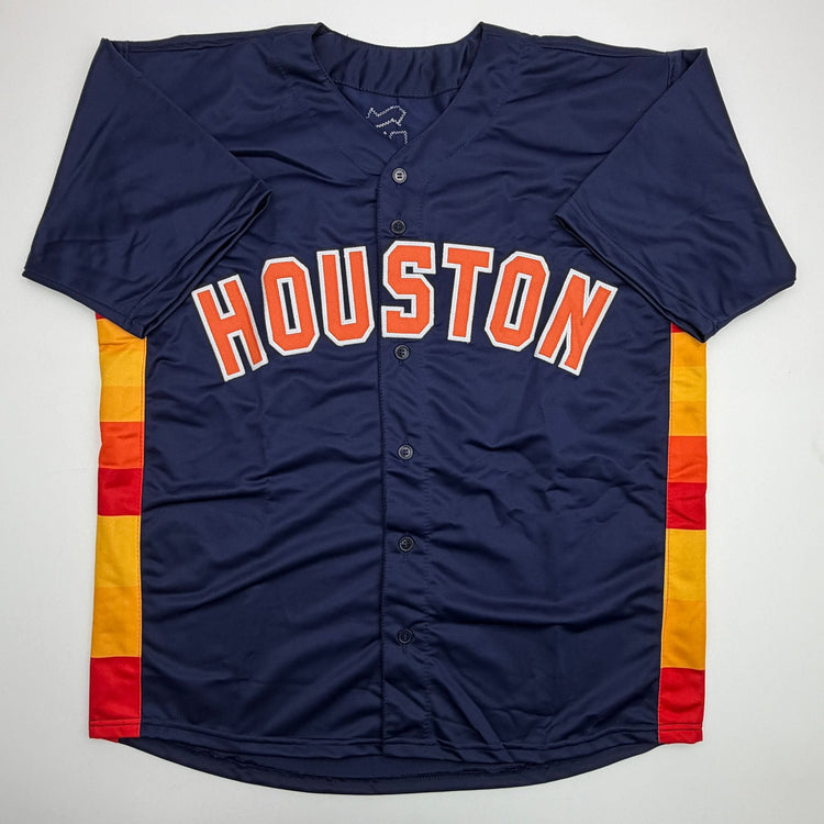Autographed/Signed Jeremy Pena Houston Blue Baseball Jersey Beckett BAS COA
