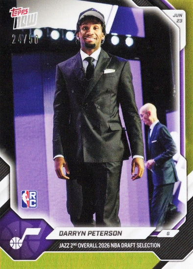 2026 Topps Now Darryn Peterson #DPET Gold Foil /50 Jazz 2nd Overall 2026 NBA Draft Selection Utah Jazz Rookie RC Basketball Card