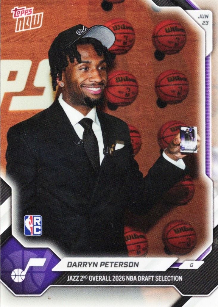 2026 Topps Now Darryn Peterson #DPETSP Jazz 2nd Overall 2026 NBA Draft Selection Utah Jazz Rookie RC Basketball Card