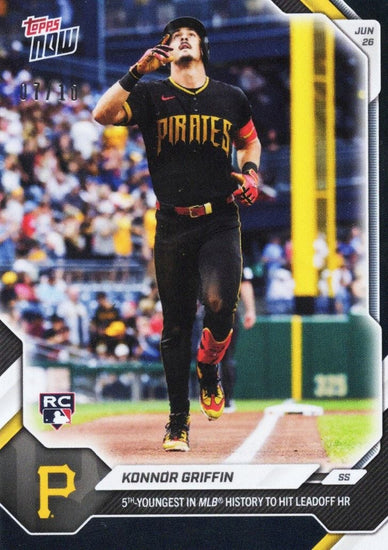 2026 Topps Now Konnor Griffin #379 Black Foil /10 5th Youngest in MLB History to Hit Leadoff Home Run Pittsburgh Pirates Rookie RC Baseball Card