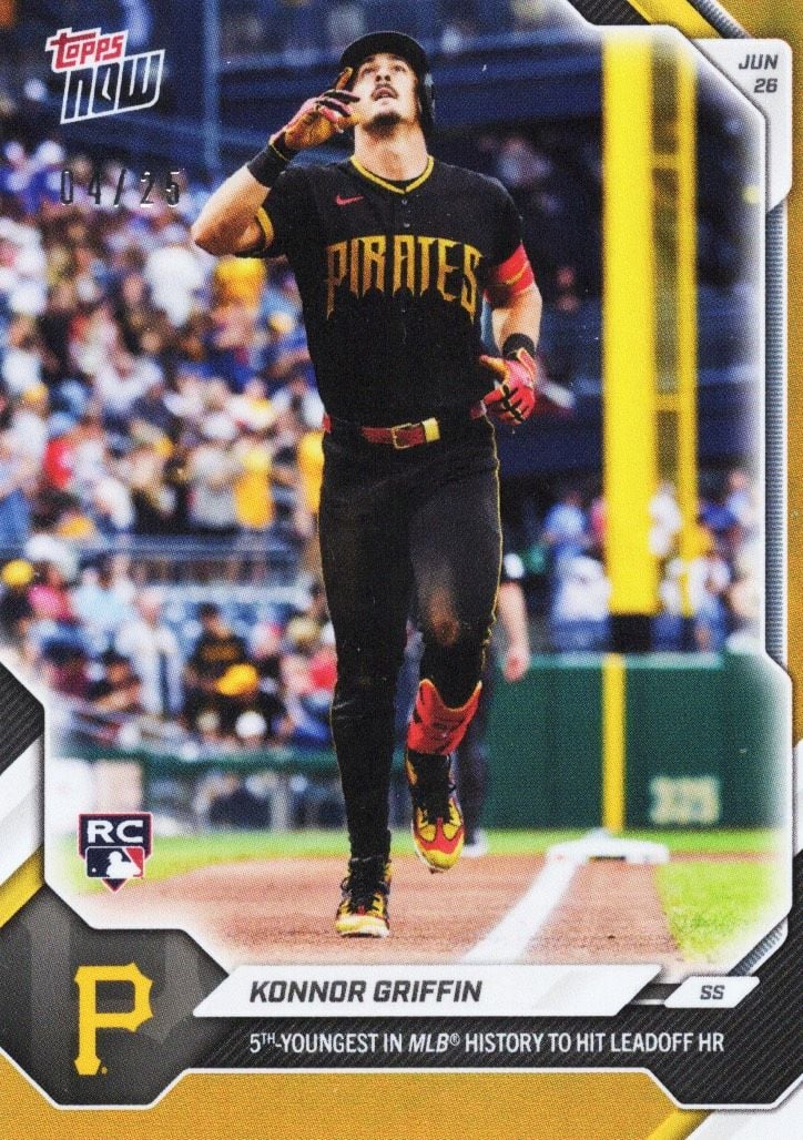 2026 Topps Now Konnor Griffin #379 Orange Foil /25 5th Youngest in MLB History to Hit Leadoff Home Run Pittsburgh Pirates Rookie RC Baseball Card