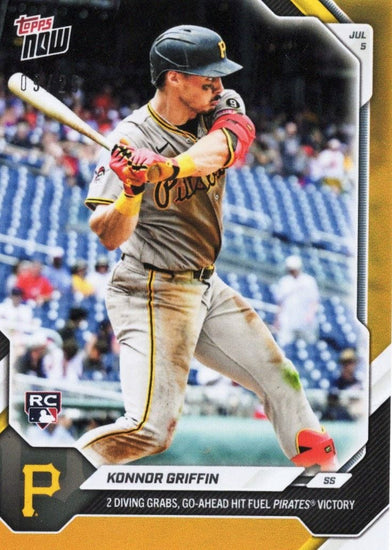 2026 Topps Now Konnor Griffin #417 Orange Foil /25 2 Diving Grabs, Go Ahead Hit Fuel Pirates Win Pittsburgh Pirates Rookie RC Baseball Card