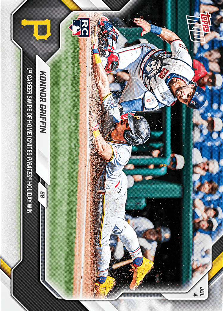 2026 Topps Now Konnor Griffin #414 1st Career Swipe of Home Ignites Pirates Holiday Win Pittsburgh Pirates Rookie RC Baseball Card