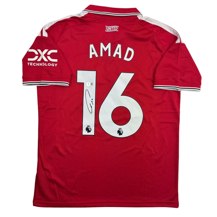 Autographed/Signed Amad Diallo Manchester United Red Soccer Futbol Jersey Beckett BAS COA