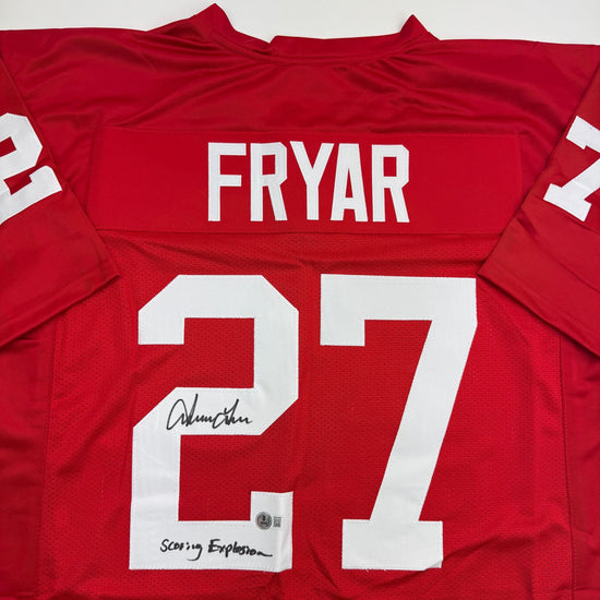 Autographed/Signed Irving Fryar "Scoring Explosion" Nebraska Red College Football Jersey Beckett BAS COA