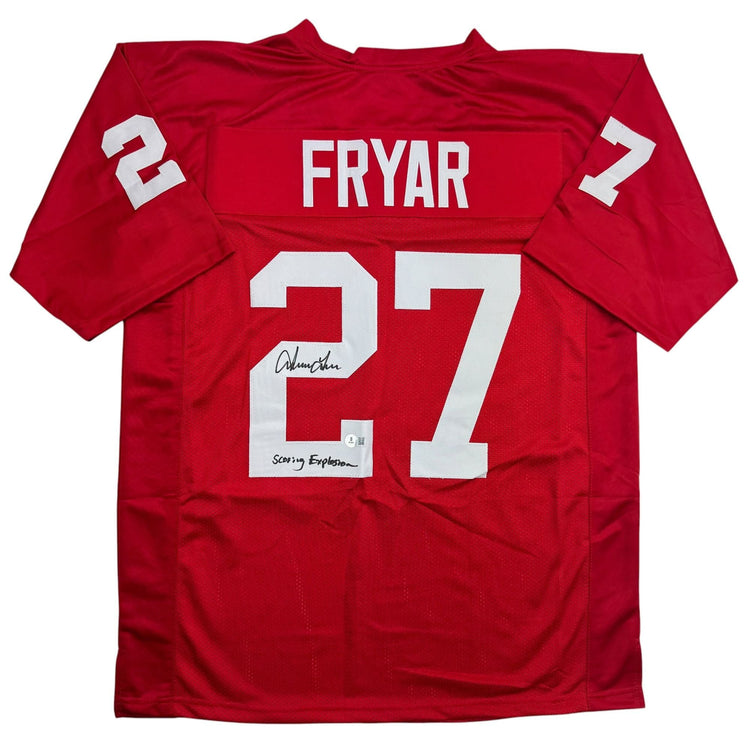 Autographed/Signed Irving Fryar "Scoring Explosion" Nebraska Red College Football Jersey Beckett BAS COA