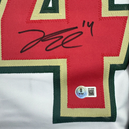 Autographed/Signed Joel Eriksson Ek Minnesota White 25th Anniversary Hockey Jersey Beckett BAS COA
