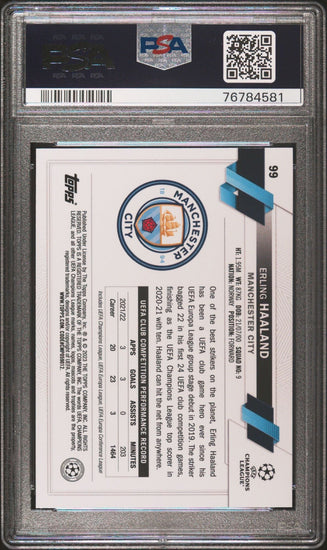 Graded 2022 Topps UEFA CC Erling Haaland #99 1st Edition Club Competitions Soccer Card PSA 10 Gem Mint