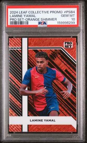 Graded 2024 Leaf Collective Promo Lamine Yamal #PSB4 Pro Set Orange Shimmer /299 Soccer Card PSA 10 Gem Mint