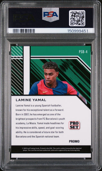 Graded 2024 Leaf Collective Promo Lamine Yamal #PSB4 Pro Set Light Blue Shimmer Soccer Card PSA 10 Gem Mint