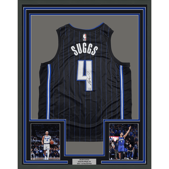 Framed Autographed/Signed Jalen Suggs 35x39 Orlando Magic Black Authentic Basketball Jersey Fanatics COA
