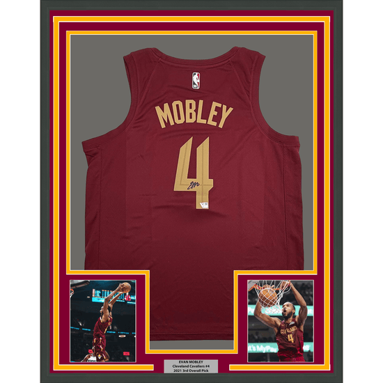 Framed Autographed/Signed Evan Mobley 35x39 Cleveland Cavaliers Maroon Authentic Basketball Jersey Fanatics COA