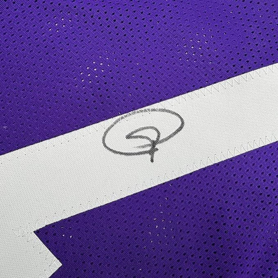 Framed Autographed/Signed Patrick Peterson 35x39 LSU Purple College Football Jersey JSA COA