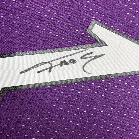 Framed Autographed/Signed Tracy McGrady 35x39 Toronto Raptors Purple Mitchell & Ness Authentic Basketball Jersey Fanatics COA