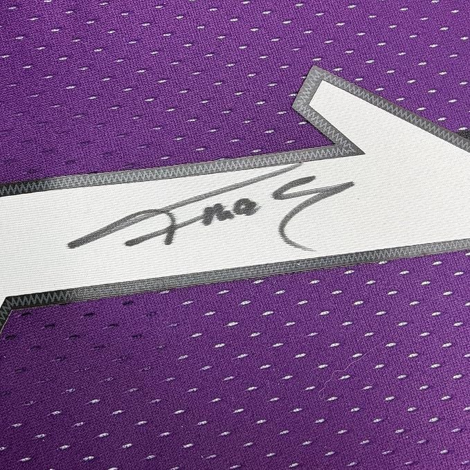 Framed Autographed/Signed Tracy McGrady 35x39 Toronto Raptors Purple Mitchell & Ness Authentic Basketball Jersey Fanatics COA