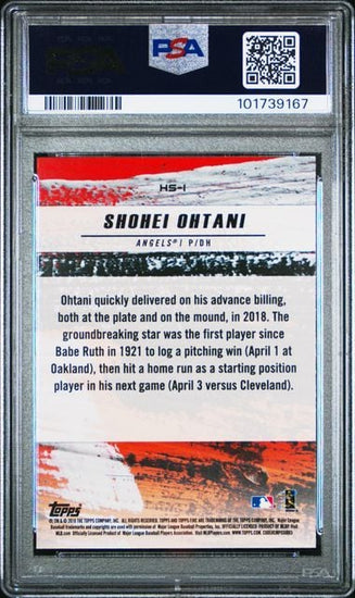 Graded 2018 Topps Fire Shohei Ohtani #HS-1 Hot Starts Rookie RC Baseball Card PSA 10 Gem Mint