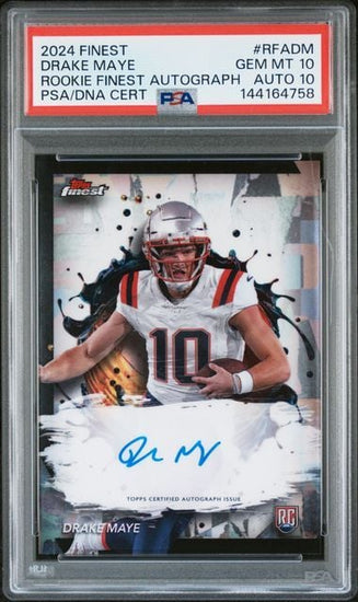 Graded 2024 Topps Finest Drake Maye #RFADM Rookie Finest Autograph Rookie RC Football Card PSA 10 Auto 10