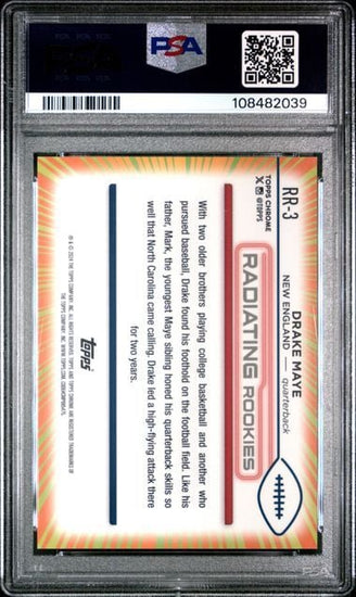 Graded 2024 Topps Chrome Drake Maye #RR3 Radiating Rookies Rookie RC Football Card PSA 10 Gem Mint