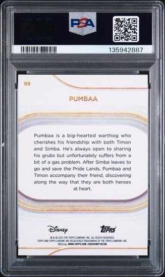 Graded 2025 Topps Chrome Disney Pumbaa #99 Mini Diamonds Lion King Trading Card PSA 10 Gem Mint