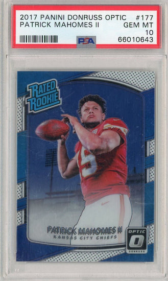 Graded 2017 Panini Donruss Optic Patrick Mahomes #177 Rookie RC Football Card PSA 10 Gem Mint