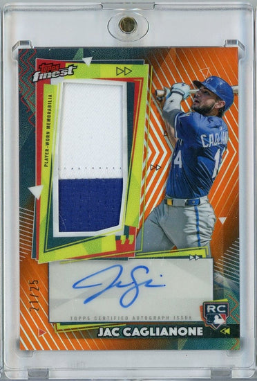 2026 Topps Finest Jac Caglianone #RPA-JC Finest Rookie Autograph Relic Orange /25 Rookie RC Baseball Card