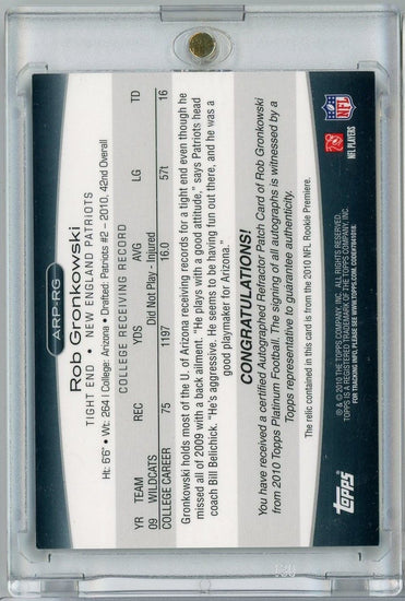 2010 Topps Platinum Rob Gronkowski #ARP-RG Autograph Refractor Patch /800 Rookie RC Football Card