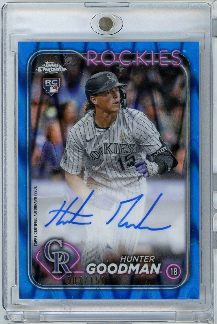 2024 Topps Chrome Hunter Goodman #RA-HG Blue Lava Wave Auto /150 Rookie RC Baseball Card