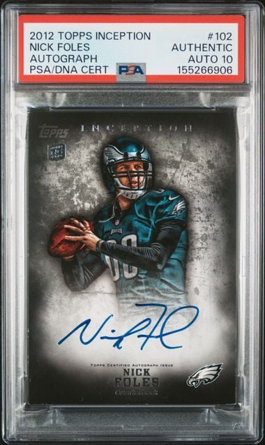 Graded 2012 Topps Inception Nick Foles #102 Autograph Rookie RC Football Card PSA 10 Auto Gem Mint