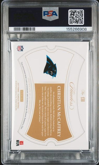 Graded 2017 Panini Flawless Christian McCaffrey #138 Ruby Autograph /20 Rookie RC Football Card PSA 10 Auto Gem Mint